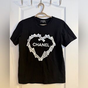 Black Tee with Heart Logo Design
